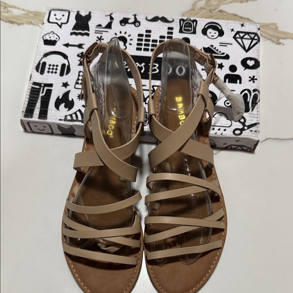 BAMBOO Beige Strappy Sandals